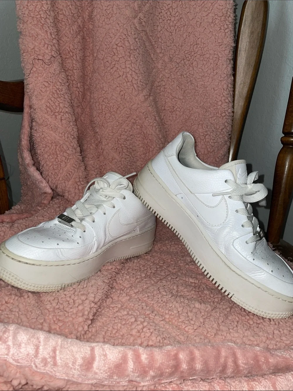 Nike Air Force 1 White Platform Leather Sneakers